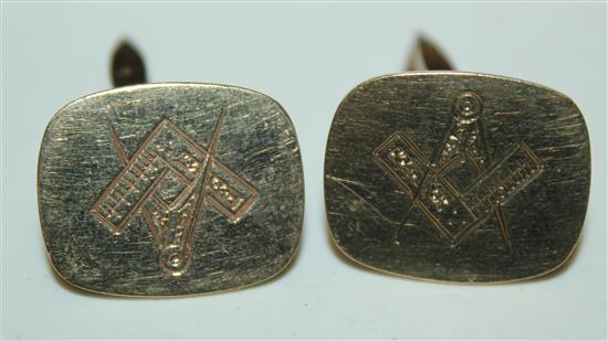Pair of 9ct gold masonic cufflinks